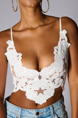 IN THE GARDEN VELVET BRALETTE TOP IN WHITE
