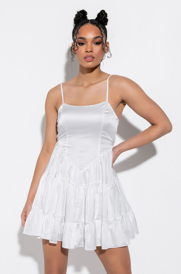 IN THE MOMENT FIT AND FLARE MINI DRESS