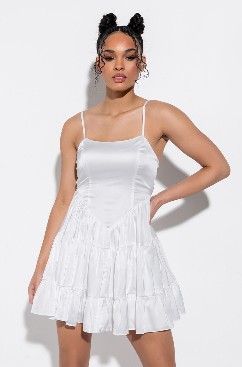 IN THE MOMENT FIT AND FLARE MINI DRESS
