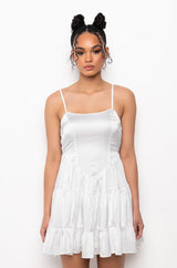 IN THE MOMENT FIT AND FLARE MINI DRESS
