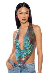 FLORAL CHAINMAIL HALTER SET