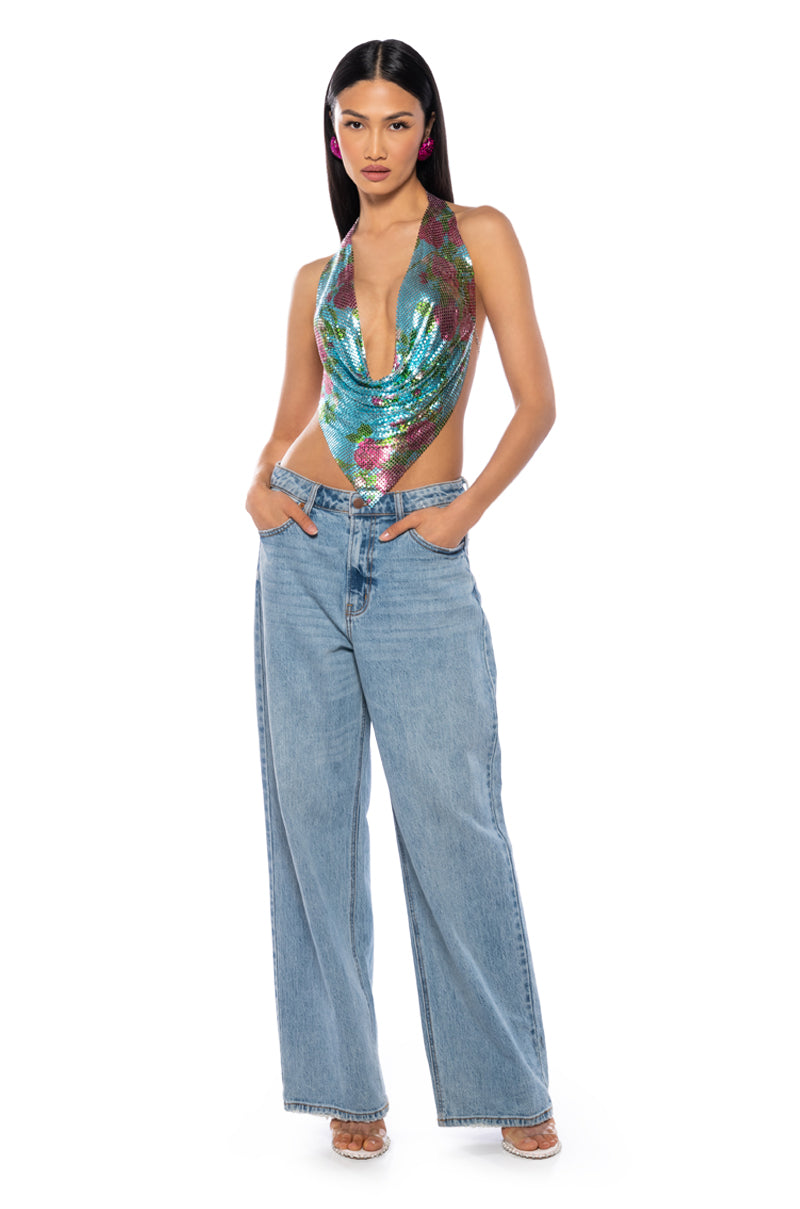 FLORAL CHAINMAIL HALTER SET