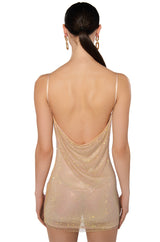 IN THE NUDE RHINESTONE BACKLESS MINI DRESS