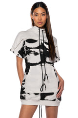 IN THE WORKS BELL SLEEVE HOODIE DRESS