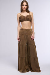 INDIE WASHED TIERED WIDE LEG PANTS