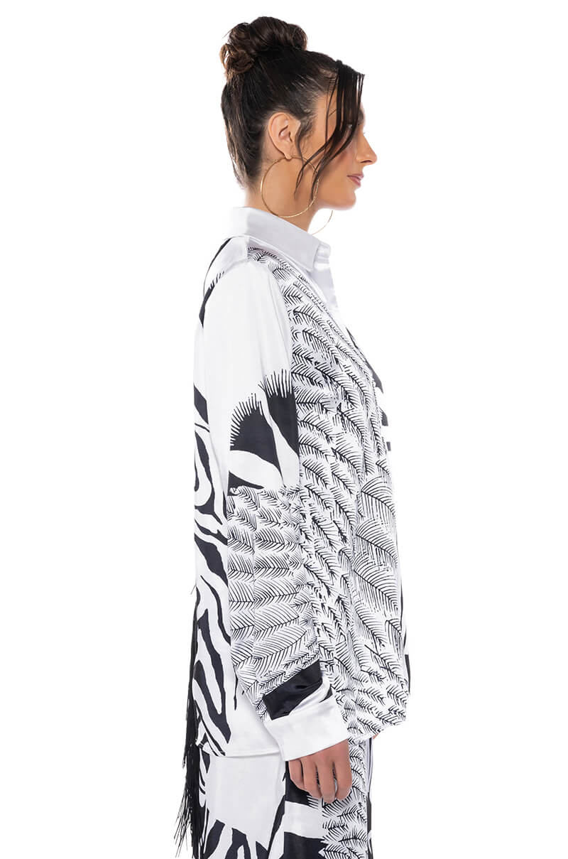 INTO THE NIGHT SATIN BUTTONDOWN