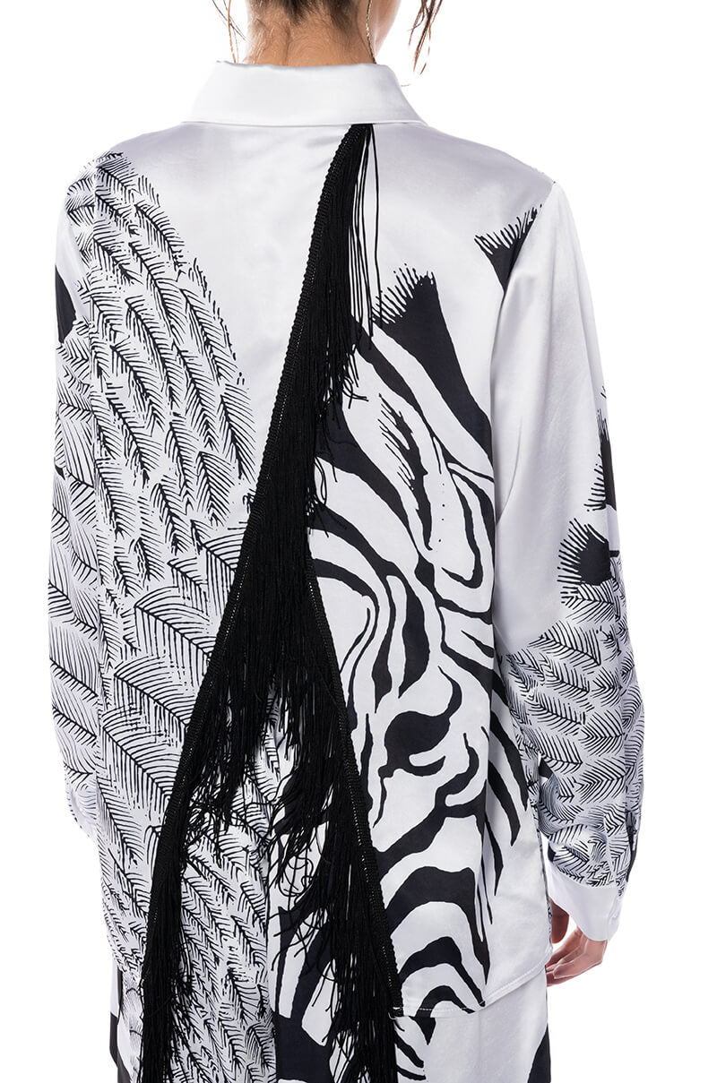INTO THE NIGHT SATIN BUTTONDOWN