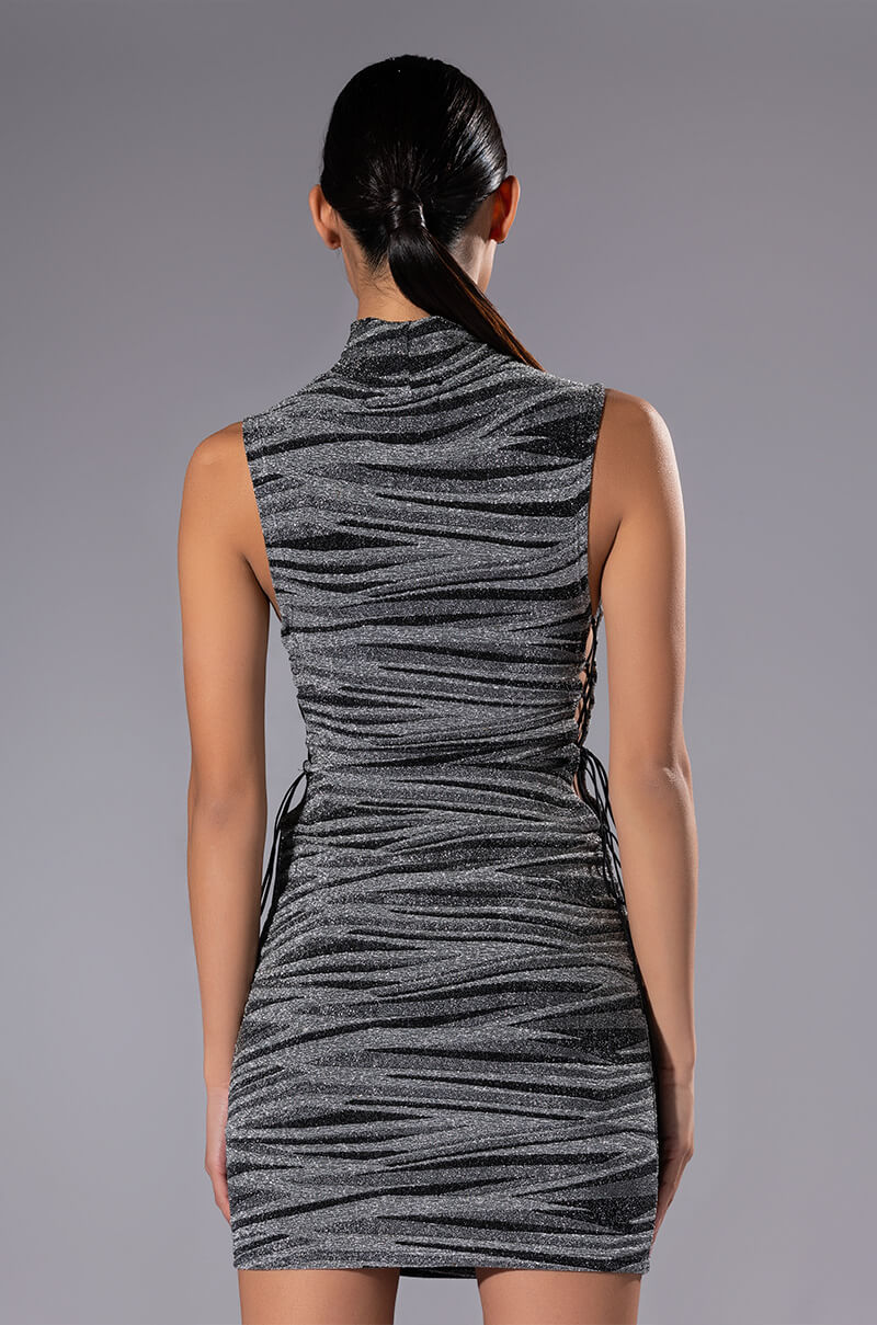 INTO THE NIGHT SIDE LACE MINI DRESS