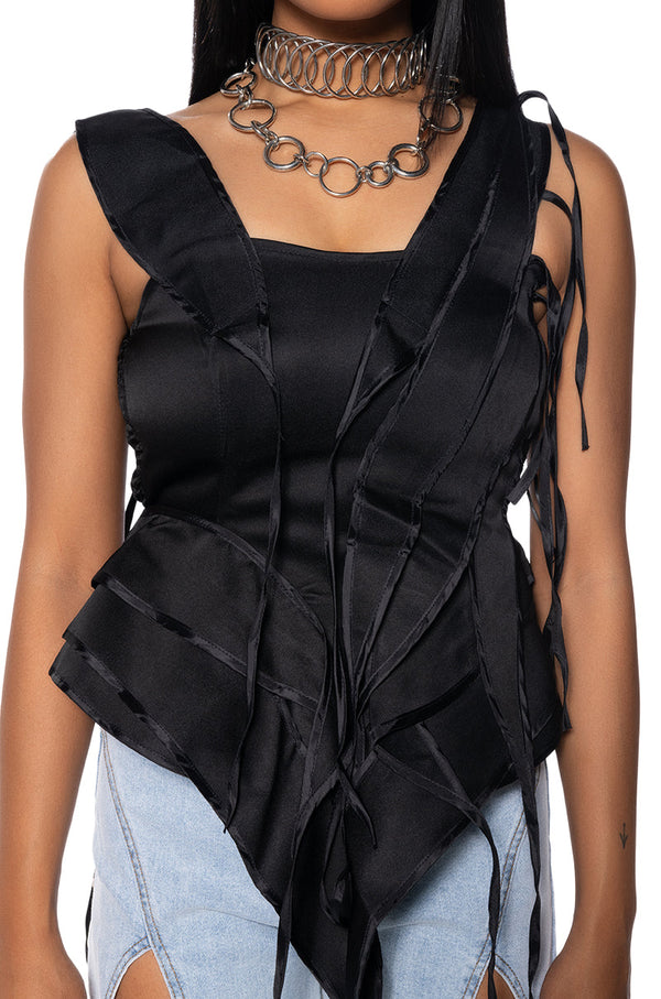 INTO THE NIGHT SATIN EFFECT SLEEVELESS BLOUSE