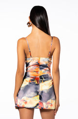 INTO YOU SLEEVESS SATIN MINI DRESS