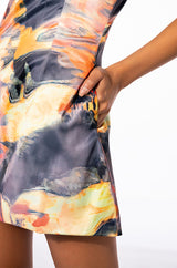 INTO YOU SLEEVESS SATIN MINI DRESS