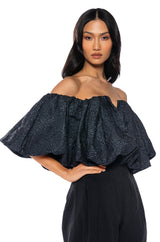 IRIS OFF THE SHOULDER BROCADE BLOUSE