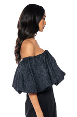 IRIS OFF THE SHOULDER BROCADE BLOUSE