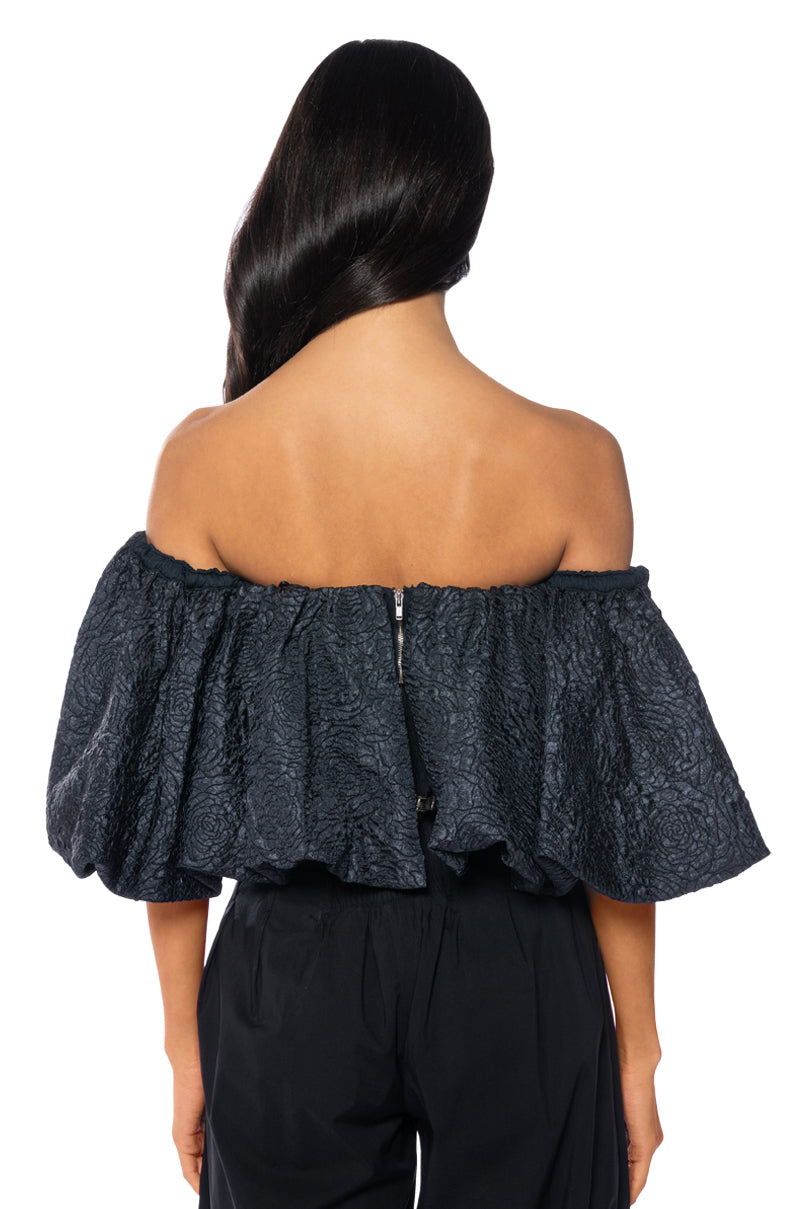 IRIS OFF THE SHOULDER BROCADE BLOUSE