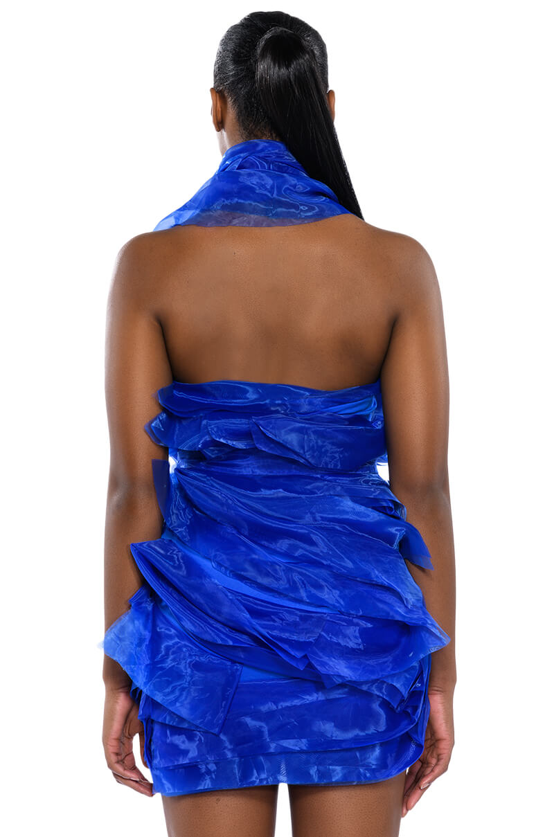 ISADORA BELTED HALTER NECK MINI DRESS