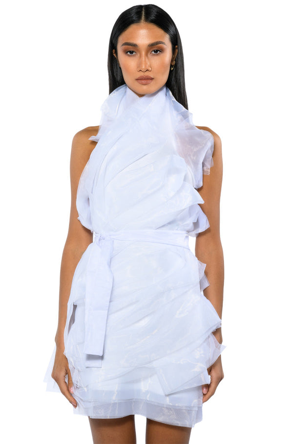 ISADORA BELTED HALTER NECK MINI DRESS