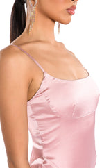 ISLA FEATHER DETAIL STRAPLESS MIDI DRESS