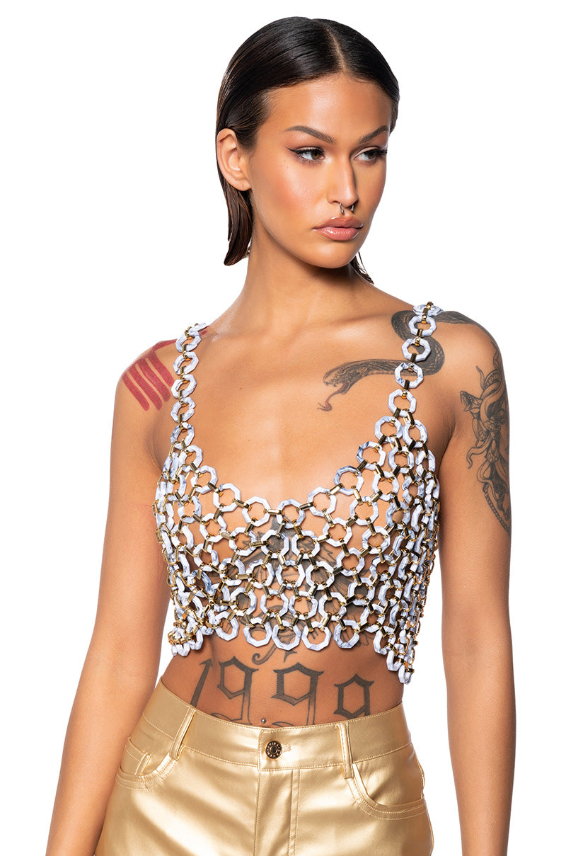 ISLAND GIRL MARBLED CHAIN LAYERING BRA