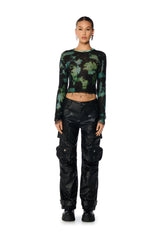 ISSA VIBE RHINESTONE EMBELLISHED LONG SLEEVE TEE
