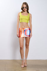 IT GIRL ENERGY RHINESTONE EMBELLISHED CROPPED TANK IN GREEN