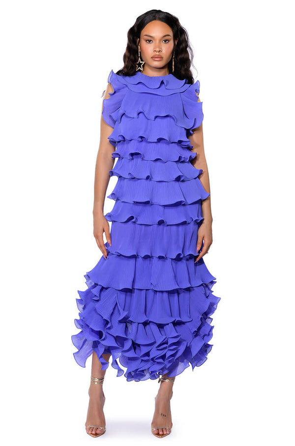 IT'S GIVING FLUTED MAXI DRESS