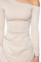 ITS GIVING OFF THE SHOULDER MINI DRESS