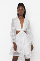 IT'S THE ONE LACE MIX BACK LACE MINI DRESS