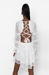 IT'S THE ONE LACE MIX BACK LACE MINI DRESS