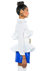 IVY BELTED DETAIL PEPLUM BLOUSE
