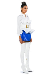 IVY BELTED DETAIL PEPLUM BLOUSE