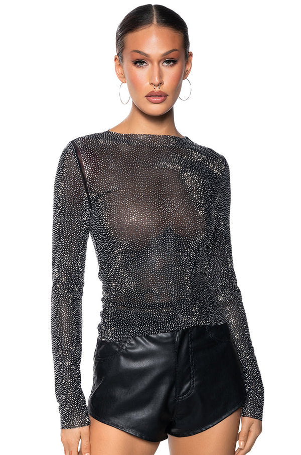 IVY RHINESTONE MESH TOP