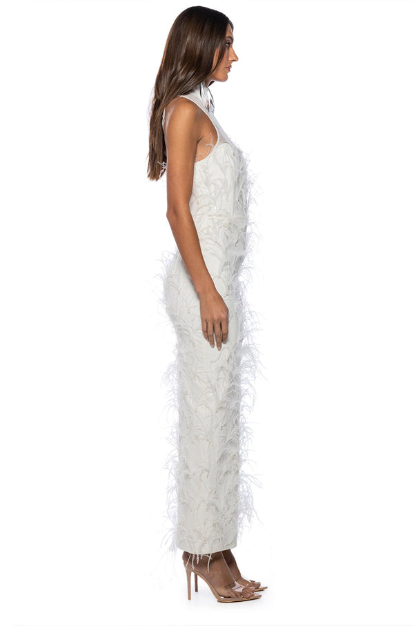 JAZZY FEATHER MAXI DRESS