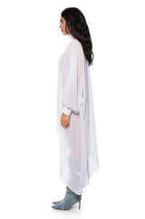 JUNE ASYMMETRICAL MIDI DRESS IN WHITE