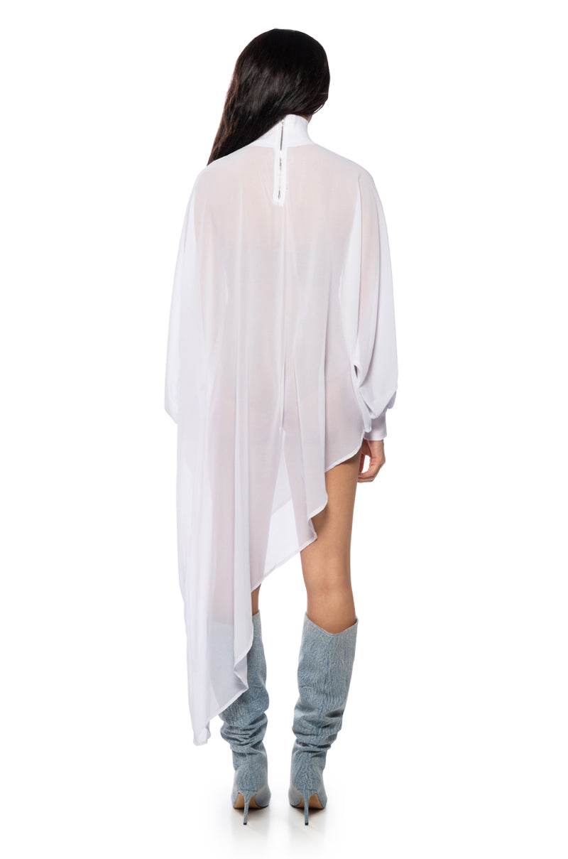 JUNE ASYMMETRICAL MIDI DRESS IN WHITE