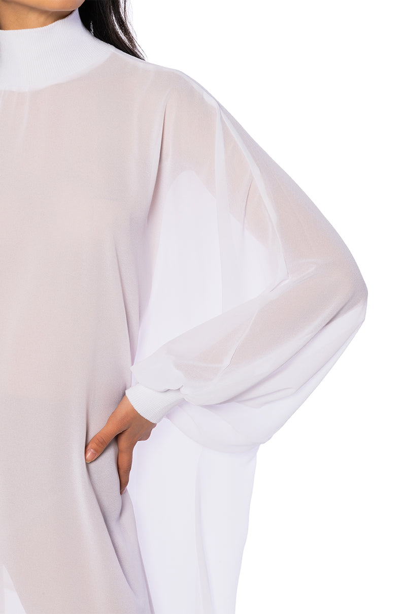 JUNE ASYMMETRICAL MIDI DRESS IN WHITE