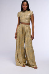 JUST LIKE MAGIC METALLIC KNIT OPEN BACK TOP IN GREEN MULTI