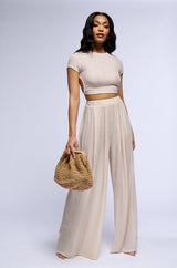 JUST LIKE MAGIC METALLIC KNIT WIDE LEG PANT