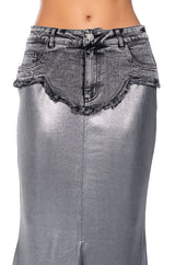 JUST LIKE MAGIC SLINKY DENIM MAXI SKIRT