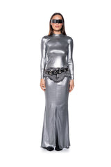 JUST LIKE MAGIC SLINKY DENIM MAXI SKIRT