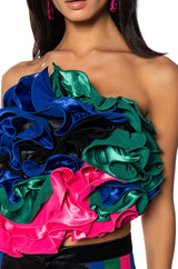 JUST MY LUCK LAYERED RUFFLE TOP