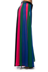 JUST MY LUCK SATIN WIDE LEG MESH PANEL PANT