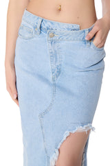 JUST WANNA DANCE HIGH LOW DENIM SKIRT