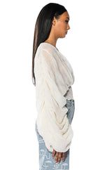 KAHANU FLOWY PLEATED LONG SLEEVE BLOUSE