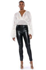 KAHANU FLOWY PLEATED LONG SLEEVE BLOUSE