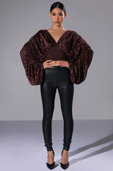 FLOWY PLEATED SATIN BLOUSE