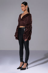 FLOWY PLEATED SATIN BLOUSE