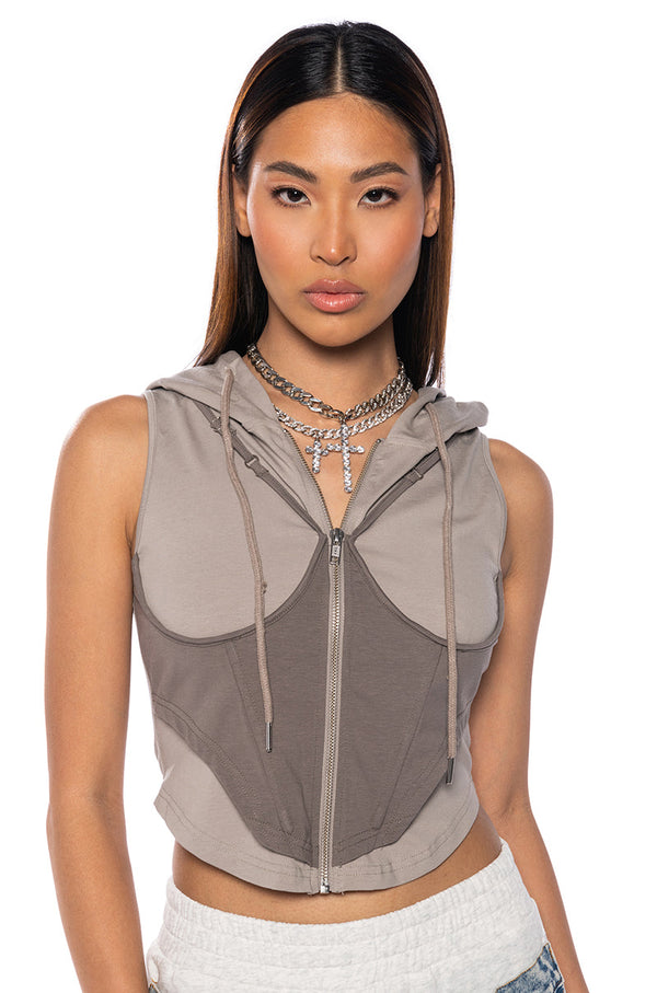 KAI CORSET HOODED TANK TOP