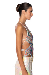 KAI EMBELLISHED BUTTERFLY CROP TOP