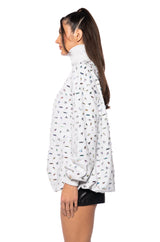 COLD SHOULDER EMBELLISHED STRIPED TOP