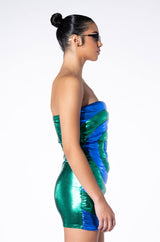 KANDY METALLIC STRAPLESS MINI DRESS